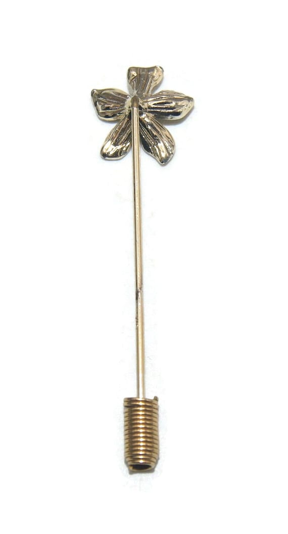 Vintage Gold Tone Flower Stick Pin, Hat Pin. - image 5