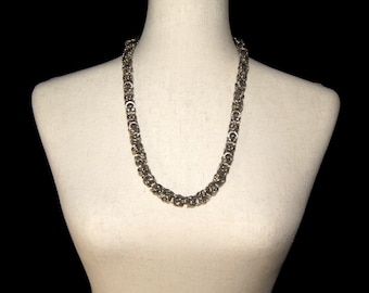 Heavy vintage Anne Klein Silver Tone 26 Inch Link Necklace with Toggle Clasp. Anne Klein Hallmark Tag.