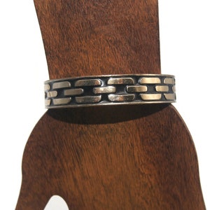Vintage Gold Tone and Black Enamel 8 Inch Bangle Bracelet.
