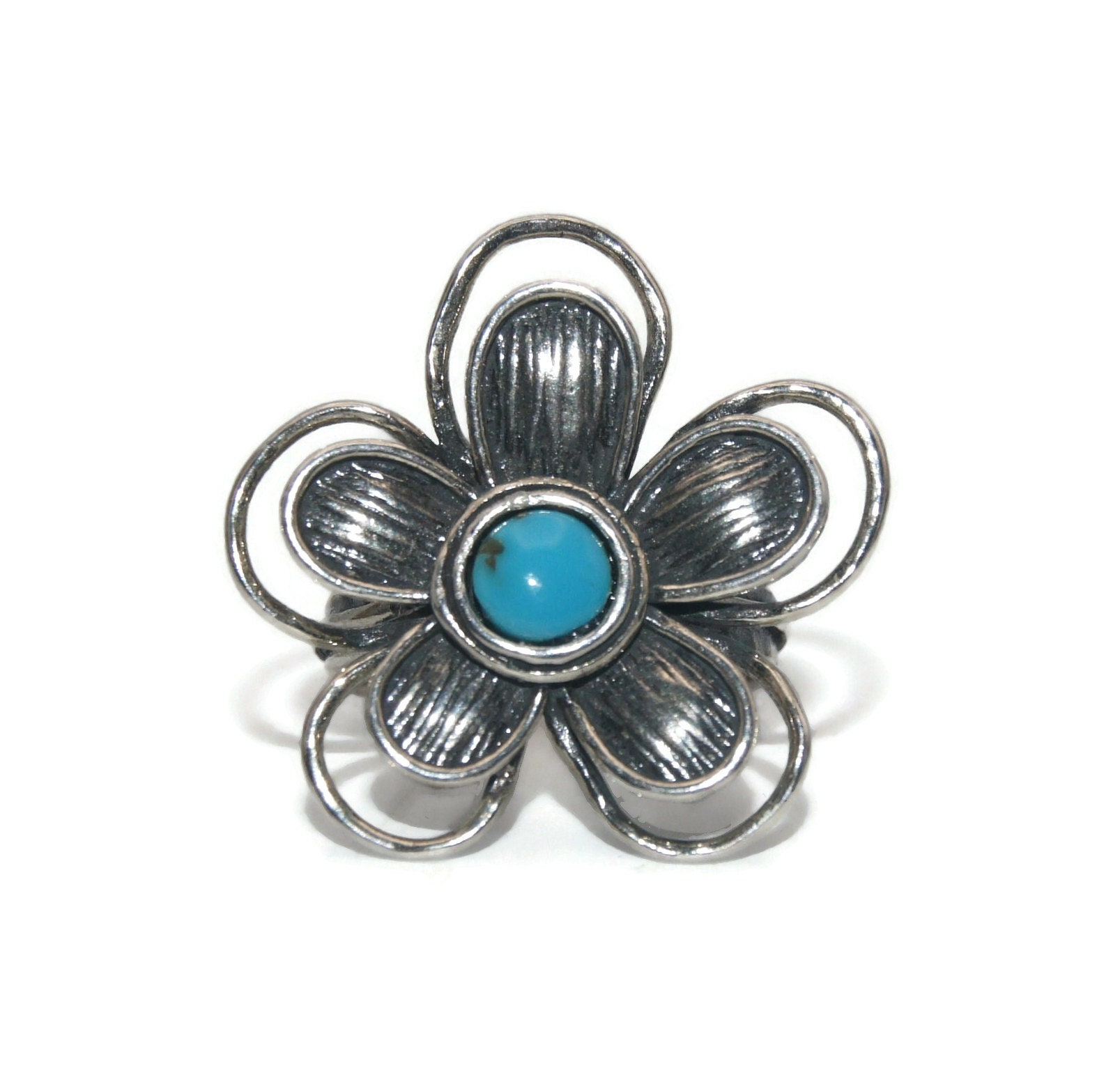 Vintage or Paz Israel PZ Sterling Silver and Blue Turquoise  display picture 1