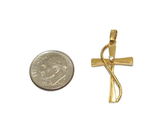 Vintage Lind 14K Gold Electroplated Cross Pendant… - image 2
