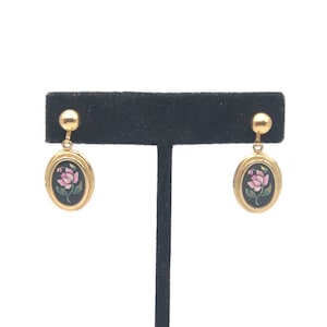 Avon Gold Tone Earrings, Vintage 2 Piece Dangle Earrings for Pierced Ears. Avon Hallmark. Flower Floral Earrings, Gift for Her, Daily Wear.