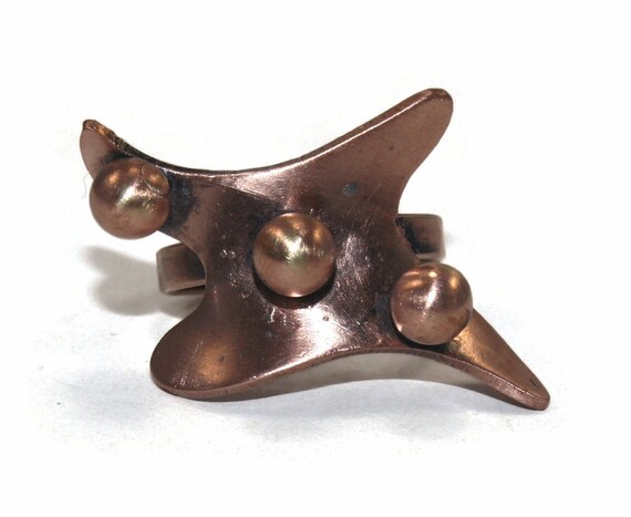 Vintage Copper Artisan Made Size 6 Adjustable Sta… - image 2