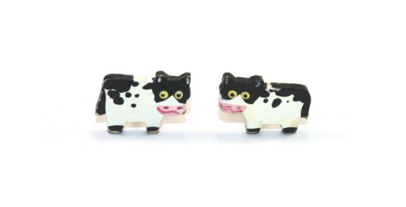 Cute Vintage Black and White Plastic Cuff Links. - image 1