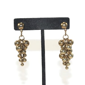 Vintage Gold Tone Bead Dangle Earrings with Post Backs for Pierced Ears.