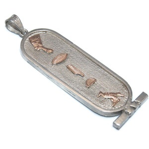 Vintage Sterling Silver 2 Sided &quot;TERESA&quot; Egyptian Name Cartouche Pendant.