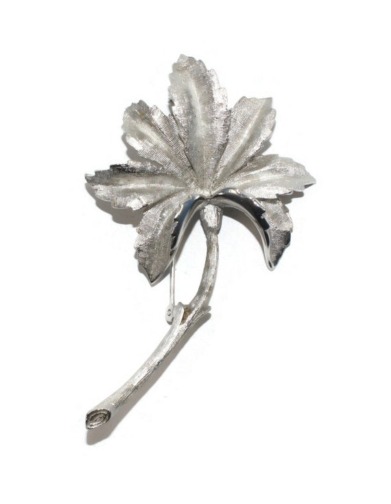 Vintage Designer Coro Textured Silver Tone Flower… - image 4