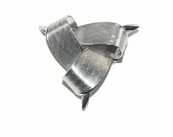 Vintage Struktursilber Ton Abstrakte Schleife Brosche.