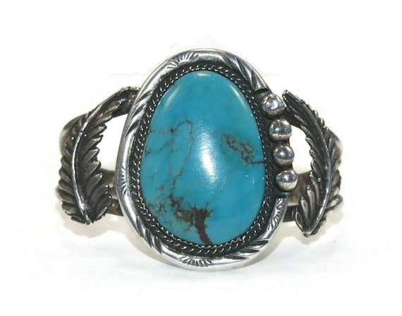 Vintage Navajo Native American Sterling Silver and Turquoise Open
