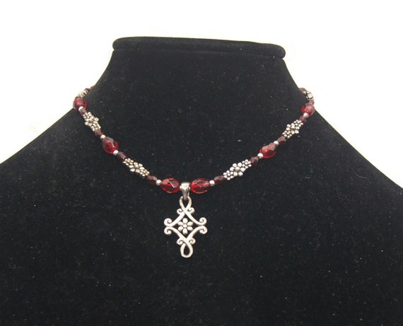 Vintage Cookie Lee Silver Tone and Red Glass Bead… - image 3
