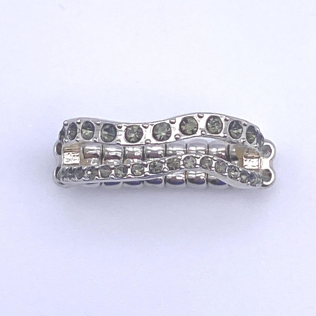 Vintage Silver Tone & Gray Rhinestones Ring, Cocktail Ring, Size 8 Ring ...