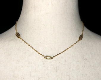 Vintage Gold Tone 16 Inch Link Necklace with Spring Ring Clasp.