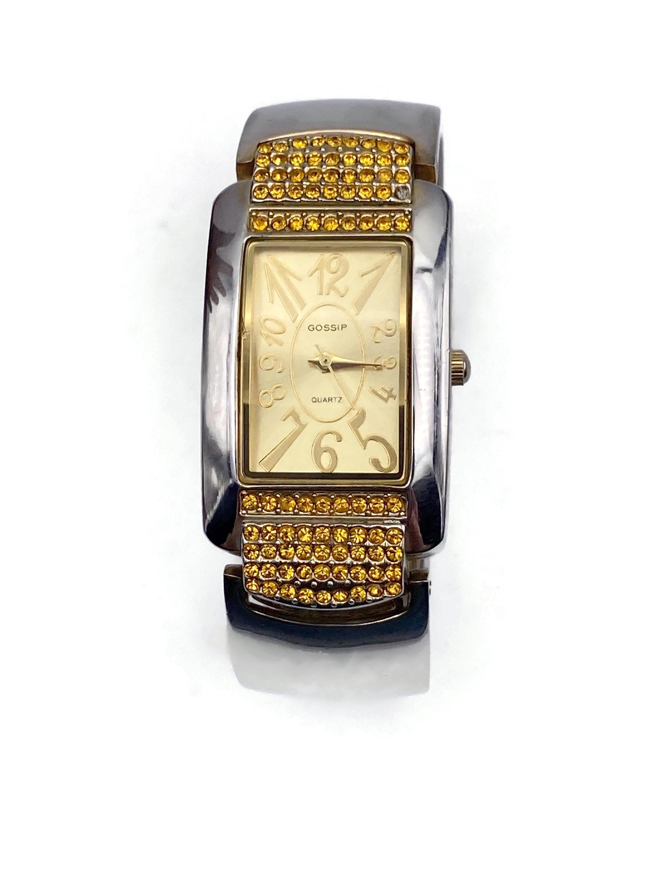 Vintage Gossip Gold and Brown Square Women\'s Open Cuff Watch Gossip Watch Women Gold Tone Stainless Steel Classic  main image 4