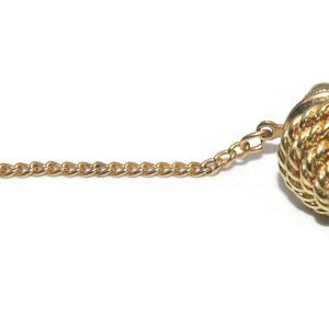 Vintage Gold Tone Coiled Knot and Round Garnet Tie Tack with Chain. image 4