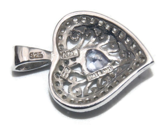 Small Vintage Sterling Silver and CZ Heart Pendan… - image 6
