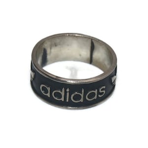 メキシカンジュエリー リング vintage adidas シルバー Vintage Adidas Sterling Silver and Black Enamel Size 6 Band