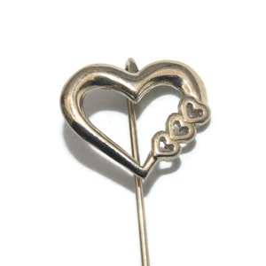 Vintage Gold Tone Heart Stick Pin, Hat Pin.