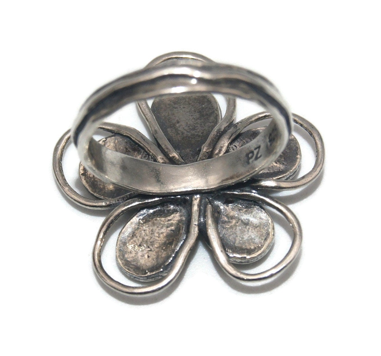 Vintage or Paz Israel PZ Sterling Silver and Blue Turquoise Flower