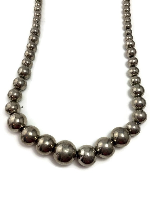 Vintage Graduated Metal Bead Necklace. Late 1950'… - image 2