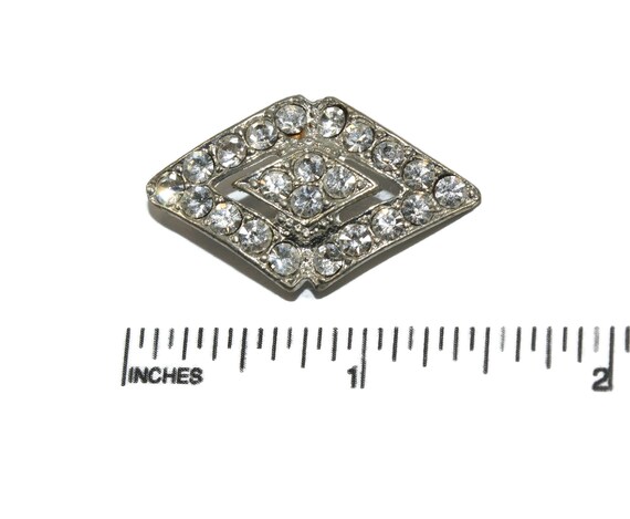 Vintage Silver Tone and Clear Rhinestones Diamond… - image 4