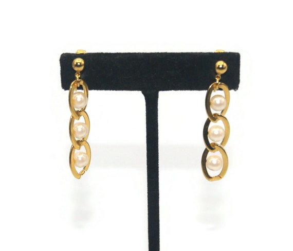 Boucles D'oreilles Vintage Avon Métal Doré - Anciennes, Occasion