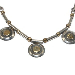Vintage Sterling Silver and Gold Plated 18 Inch Bib Necklace with Lobster Claw Clasp. Marked 925.
