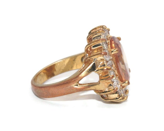 Vintage Gold Tone, Faux Citrine and Clear Crystal… - image 3