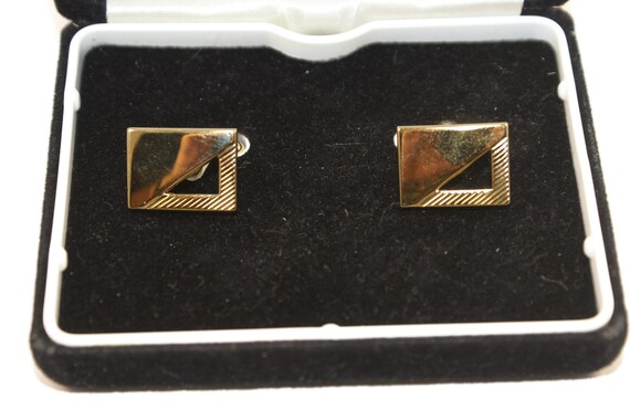 Vintage Swank Gold Tone Rectangular Cuff Links in… - image 5