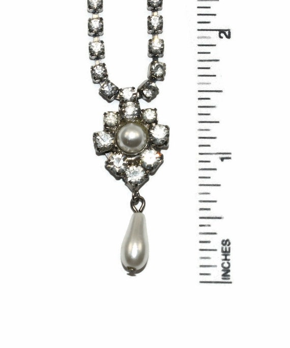 Vintage Silver Tone, Faux Pearls and Rhinestones … - image 3