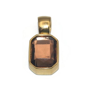 Vintage Joan Rivers Gold Tone and Brown Resin Octagonal Pendant. Joan Rivers Hallmark.