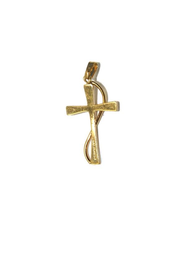 Vintage Lind 14K Gold Electroplated Cross Pendant… - image 4