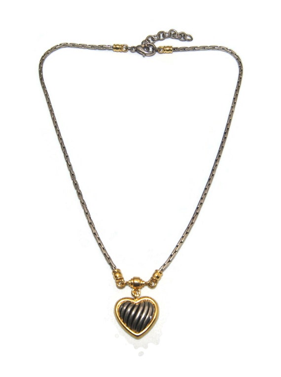 Vintage Gold and Silver Tone Heart Pendant Y-Neck… - image 2