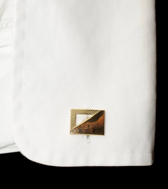 Vintage Swank Gold Tone Rectangular Cuff Links in… - image 4