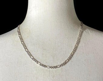 925 Sterling Silver Vintage Italy GM Figaro Chain Necklace 26