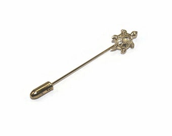 Cute Vintage Gold Tone Turtle Stick Pin, Hat Pin.