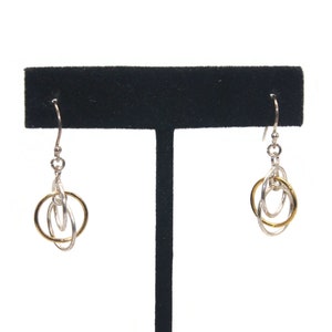 Vintage Silver Tone and Gold Tone Dangle Earrings with French Ear Wire Backs for Pierced Ears.