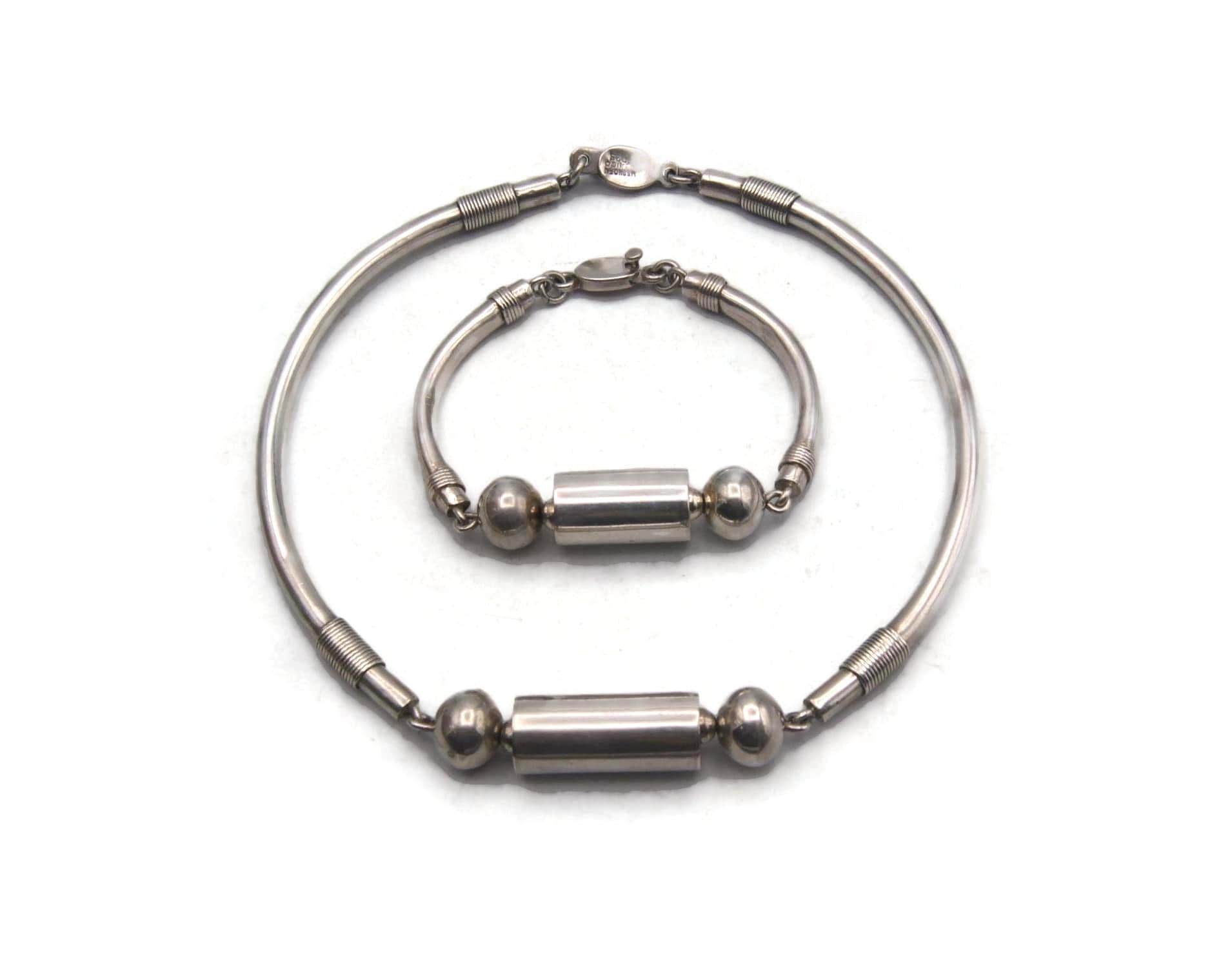 VTG Mexican Sterling Silver Jewelry Set, 16 1/2