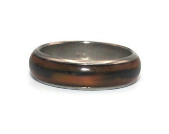 Vintage Silver Tone and Rainbow Enamel Size 8 Mood Ring.