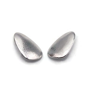 Large Monet Silver Tone Clip on Earring, Vintage Monet Textured Silver Tone Abstract Dangle Earrings. Monet Hallmark, Statement Earrings.