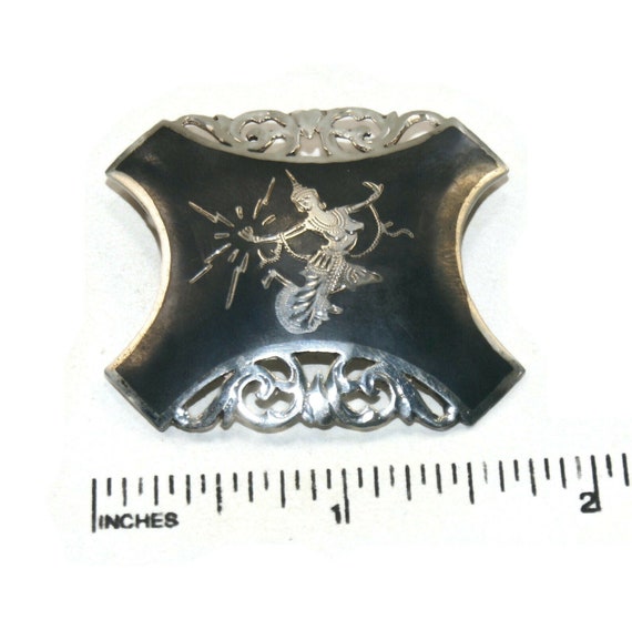 Vintage Siam Sterling Silver Nielloware Brooch De… - image 4