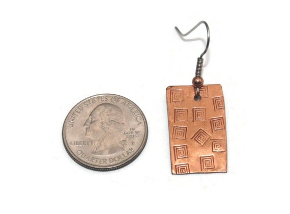 Vintage Copper Rectangular Modernist Stamped Dang… - image 5