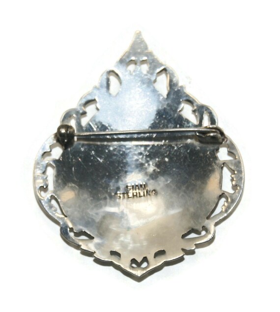 Vintage Siam Silver Silver Nielloware Brooch Depi… - image 5