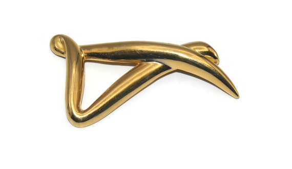Vintage Liz Claiborne Gold Tone Modernist Brooch. Liz Claiborne Inc Hallmark.