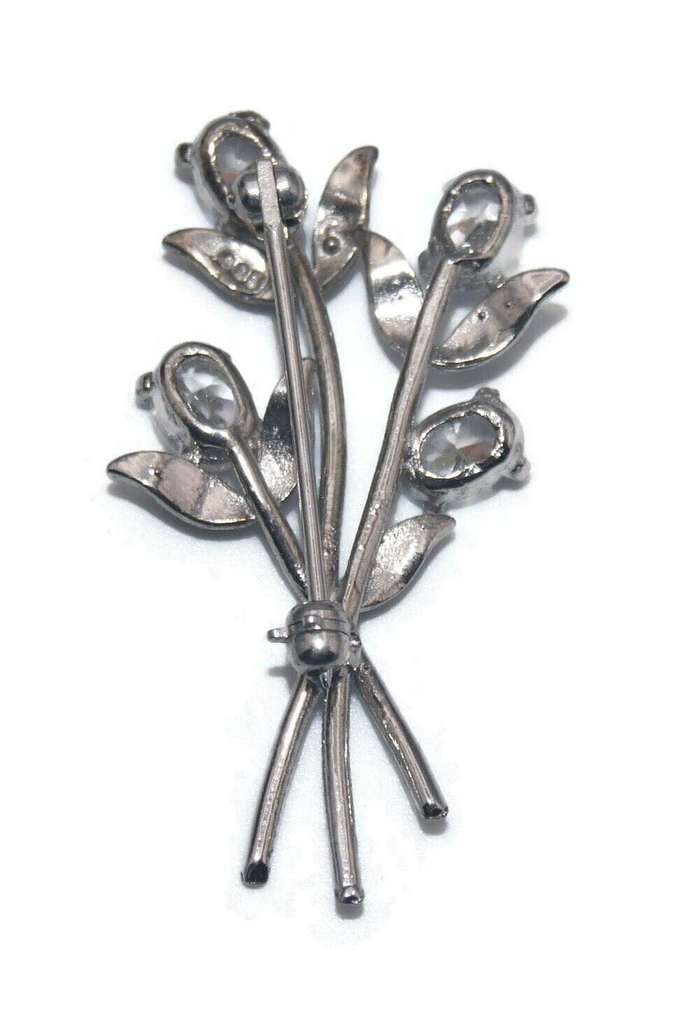 Vintage Sterling Silver and CZ Floral Brooch. Marked 925. - Etsy