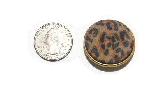 Vintage Gold Tone and Animal Print Round Clip on … - image 4