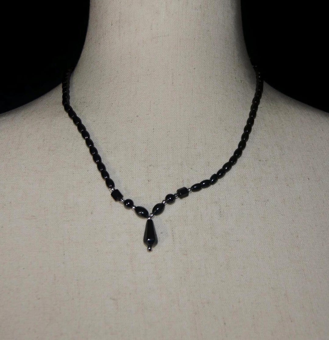Collier Fantaisie Perles Imitation Hématite - Fermoir Ancien - Poids 91 Grammes - Réf. W944 - Occasion