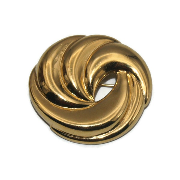 Vintage Napier Gold Tone Swirled Brooch. Napier Hallmark.