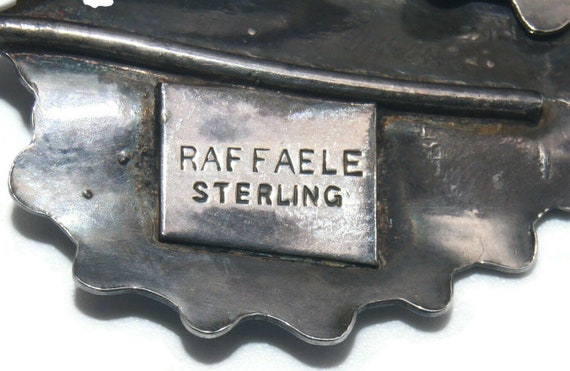 Large Vintage Raffaele Sterling Silver Flower Bro… - image 4