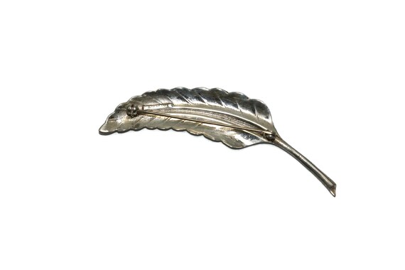 Vintage Sterling Silver Leaf Brooch. Marked Sterl… - image 5