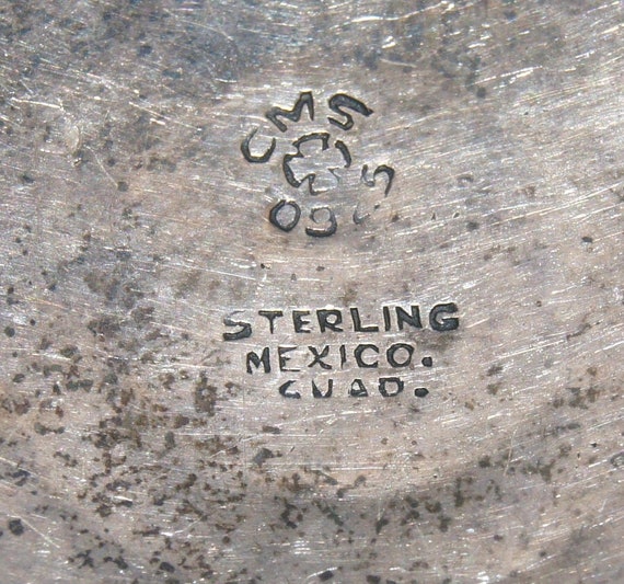 Vintage Mexico Sterling Silver Round Aztec Brooch. CMS 0925